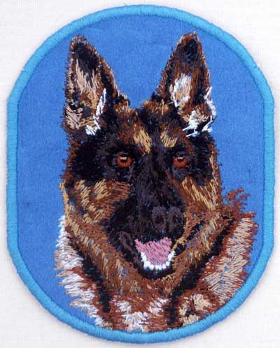 German Shepherd HD Portrait #1 - 4" Embroidery Patch - Click Image to Close
