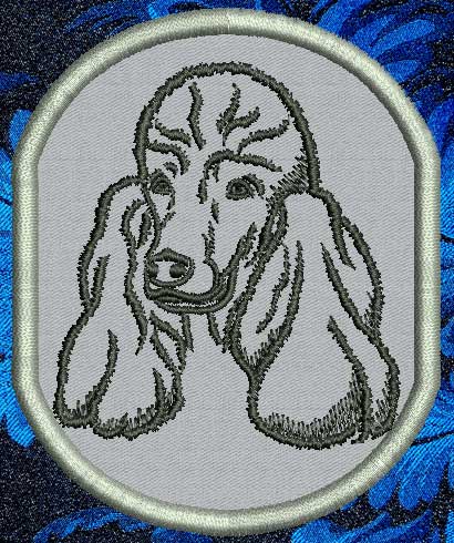 Poodle Portrait #1 - 4" Medium Embroidery Patch - Click Image to Close
