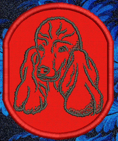 Poodle Portrait #1 - 4" Medium Embroidery Patch - Click Image to Close