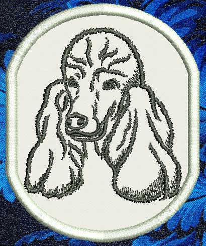 Poodle Portrait #1 - 4" Medium Embroidery Patch - Click Image to Close